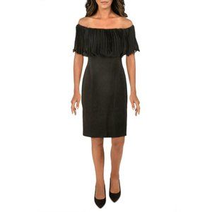Vince Camuto Pleat Ruffle off shoulder Dress Black NWOT Size 10